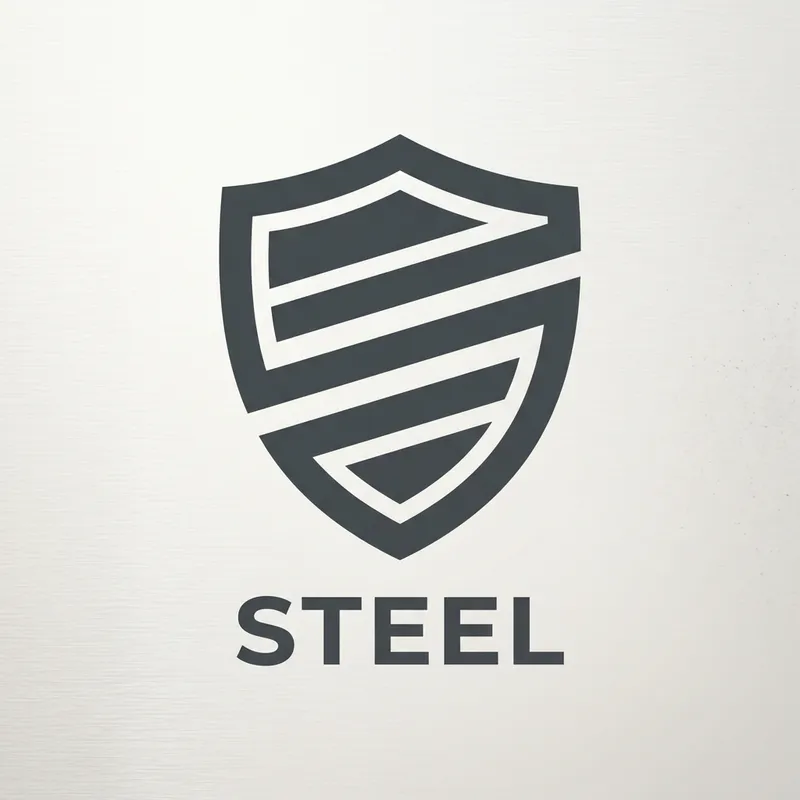 Minimalist Steel Symbol Design with Shield