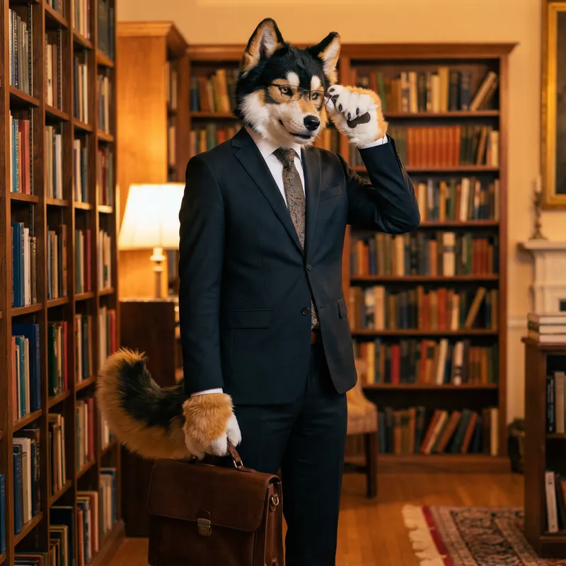 Unique Wolf Fursona Character in a Suit