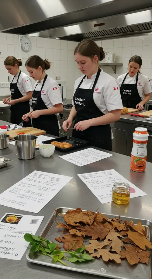 Cookery School Students Cooking for Their Exam