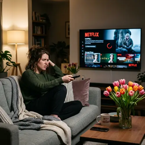 Frustrated Young Woman Watching Netflix