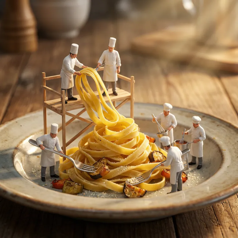 Tiny Chefs Crafting Ultra-Realistic Pasta Art
