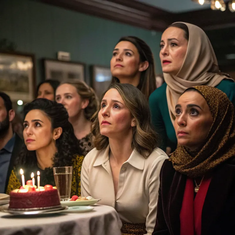 Unhappy Celebration: Women's Gathering in Restaurant