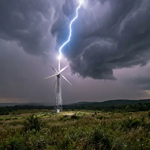 Dramatic Lightning Strike on Renewable Power Generator