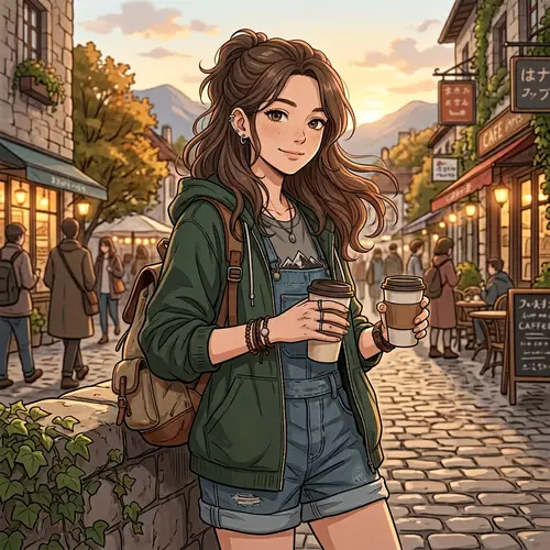 Nonchalant Anime Girl with Brown Hair - Unique Style