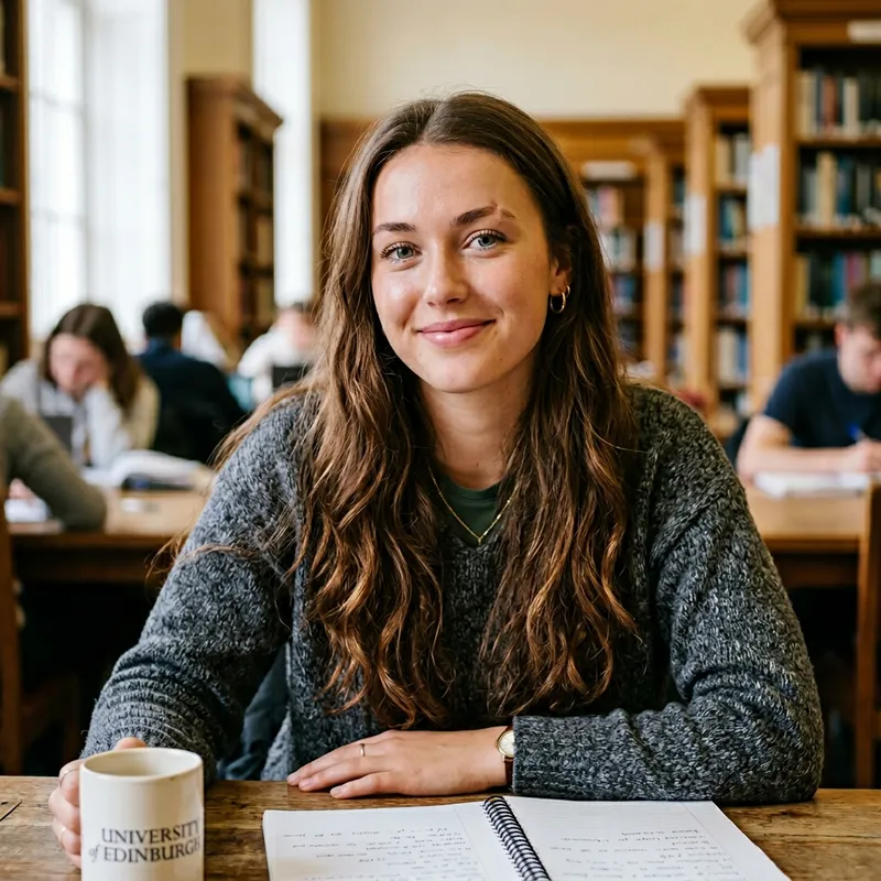 Realistic Portrait of a Beautiful Young Woman - Chestnut Hair, Green-Grey Eyes | Student Character