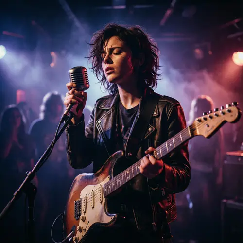 Rock Singer in Moody Stage Atmosphere