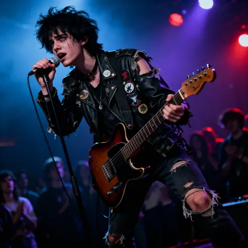 Rock Singer in Moody Stage Atmosphere