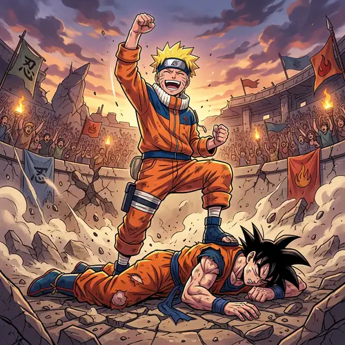 Blonde Spiky-Haired Ninja Triumphs Over Martial Artist