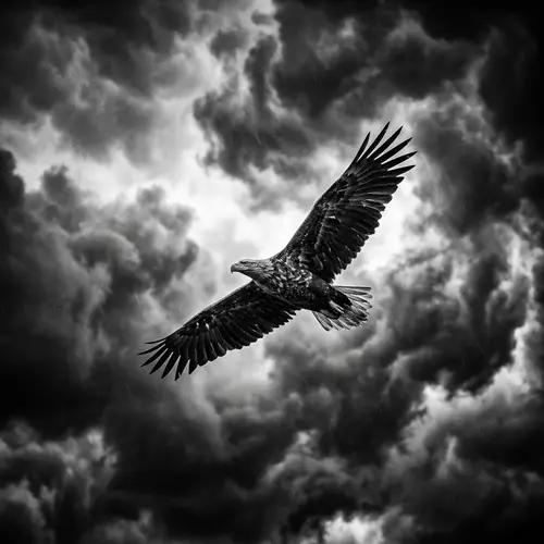 Majestic Eagle Soaring Through Stormy Sky | Nature-Inspired