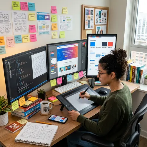 Professional Web Design Services: Vibrant Workstation Illustration