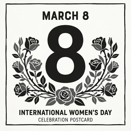 Contrasting Image: Rose Flowers Surrounding Number 8