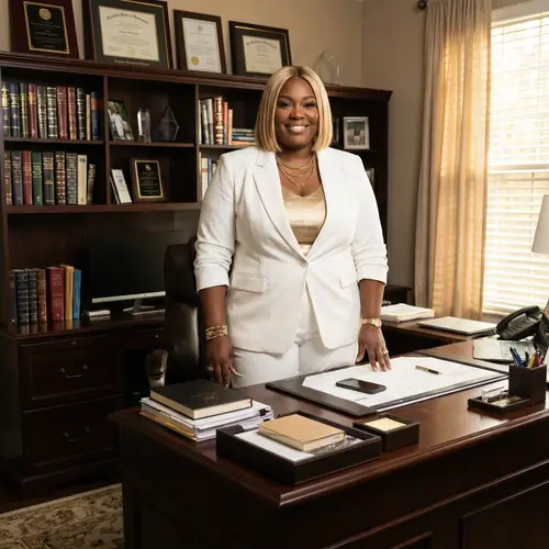 Empowered Black Woman in Elegant Home Office | Professional Beauty