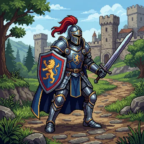 Fantasy Knight Character with Sword and Shield