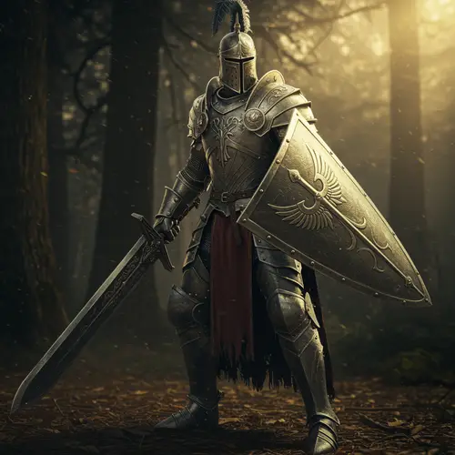 Fantasy Knight Character with Sword and Shield