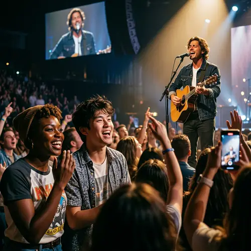 Diverse Audience Enjoys Live Concert by Smooth-Voiced Singer