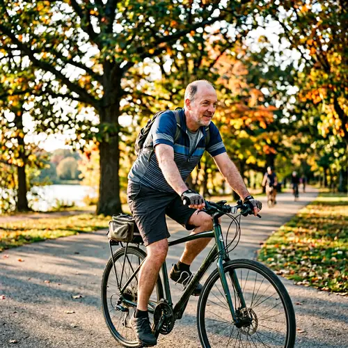 Balding Middle Aged Man Cycling
