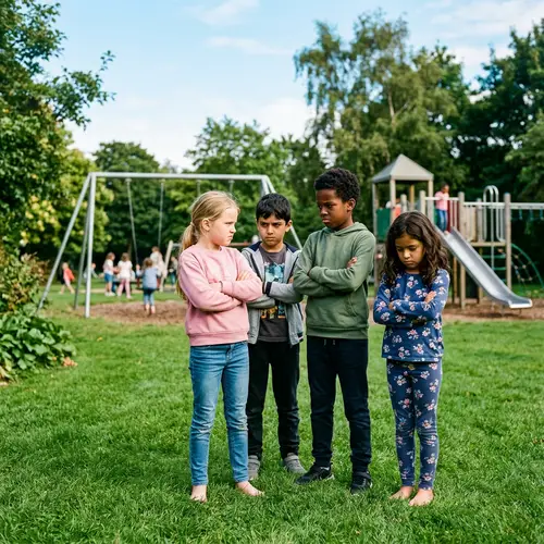 Diverse Children in Disagreement at Green Park Playground