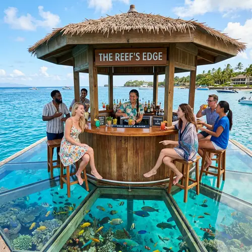Glass Bottom Floating Bar | Crystal Clear Waters & Colorful Marine Life