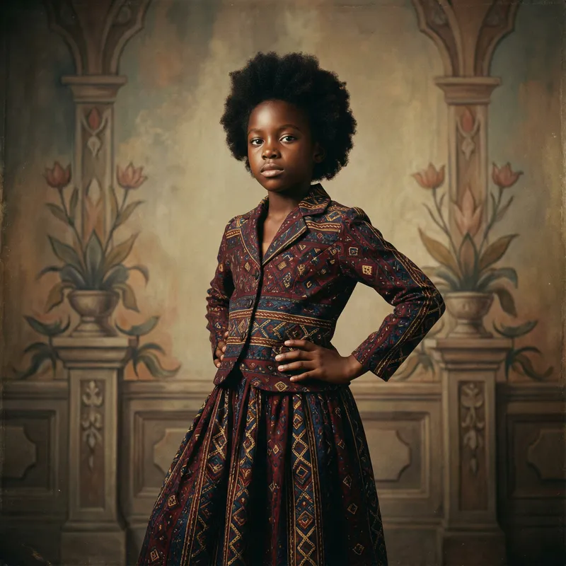 Empowering Portrait of a Confident Black Girl | Bold Patterns & Vibrant Colors