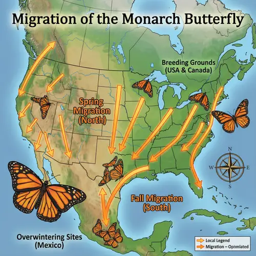 Unique Monarch Butterfly Migration Path Art