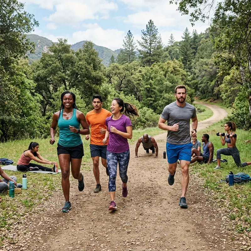 Diverse Outdoor Fitness Session | Energetic Athletes Running