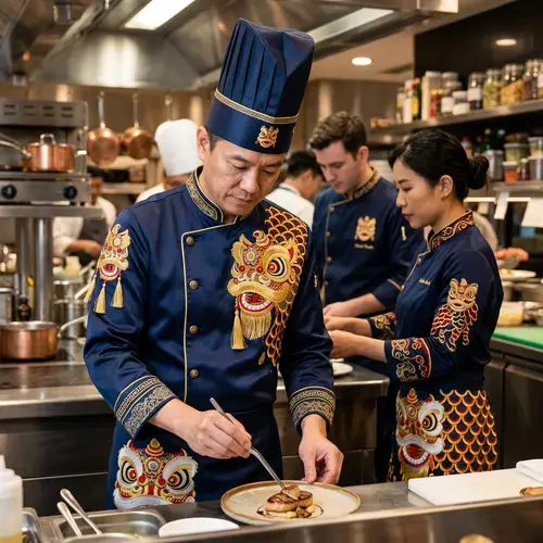 Luxury Chef Uniforms with Lion Dance Elements