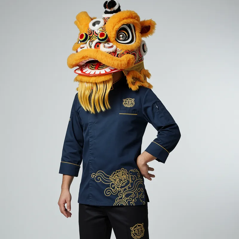 Luxury Chef Uniforms with Lion Dance Elements