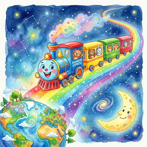Joyful Watercolor Train Adventure for Kids