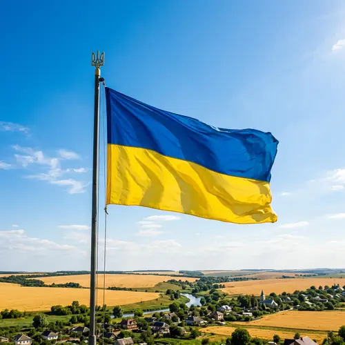 Ukrainian Flag Against a Clear Sky