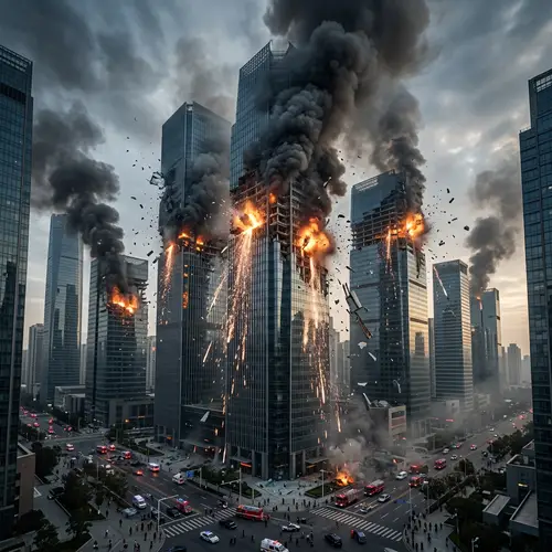 Skyscrapers Under Missile Attack: A Cityscape's Crisis