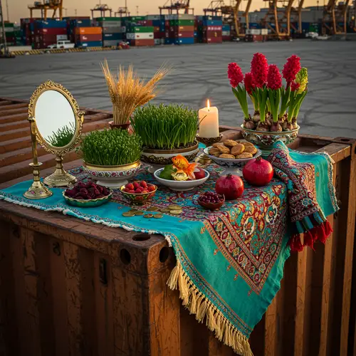 Colorful Nowruz Haft Sin Table Display