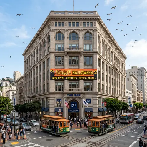 Macy's San Francisco Store with Spirit Halloween Sign