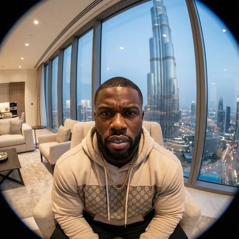 High-Resolution Hyper-Realistic African-American Bodybuilder in Luxury Street Fashion