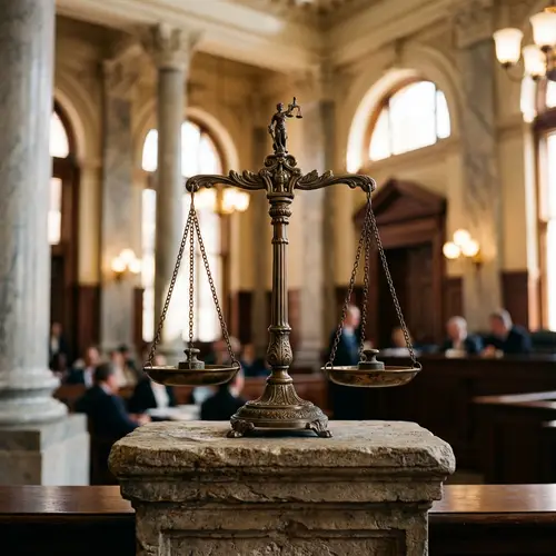 Elegant Bronze Scales of Justice on Pedestal