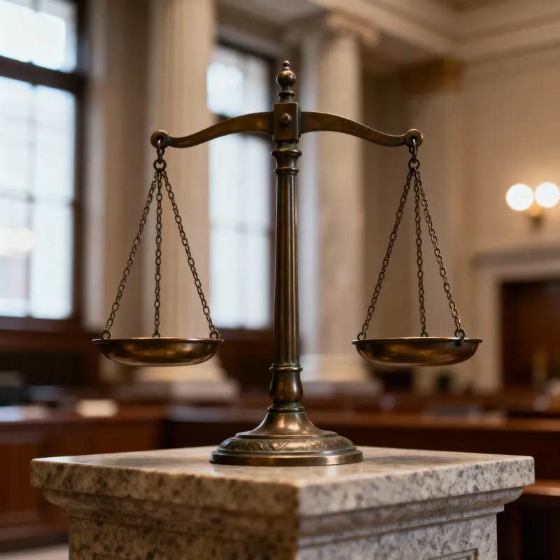 Elegant Bronze Scales of Justice on Pedestal