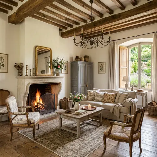 Beautiful French Country Living Room Design