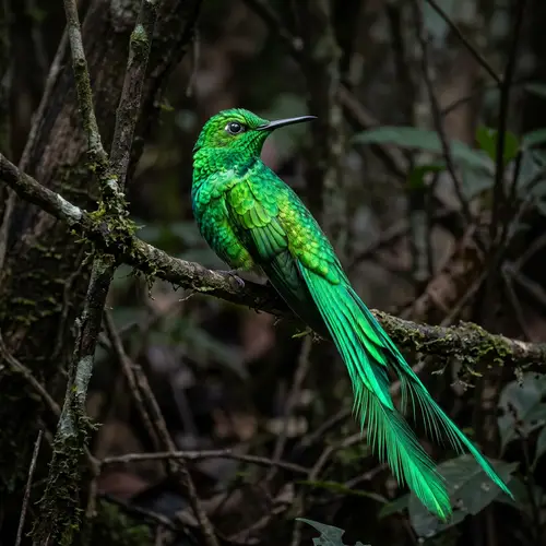 Unique Green Bird Perched on Branch