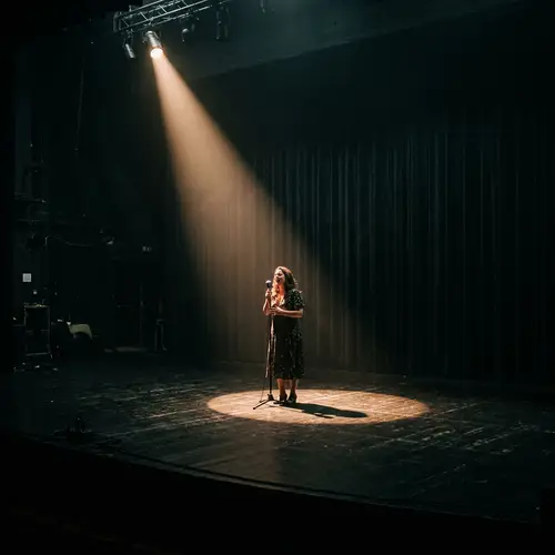 Spotlight Illuminating Dark Stage - Contrast of Light and Shadow
