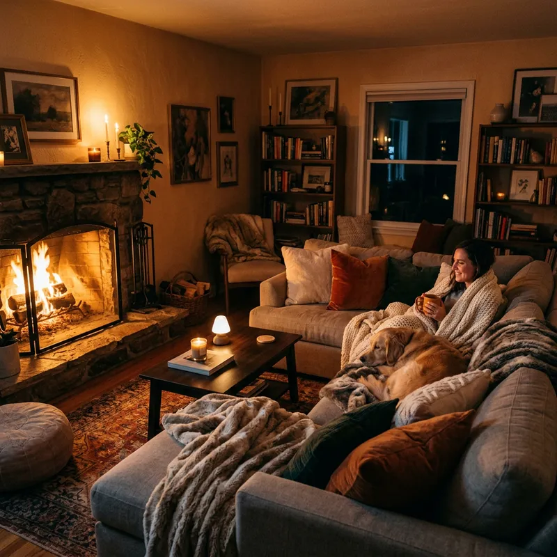 Cozy Night in a Warm Living Room