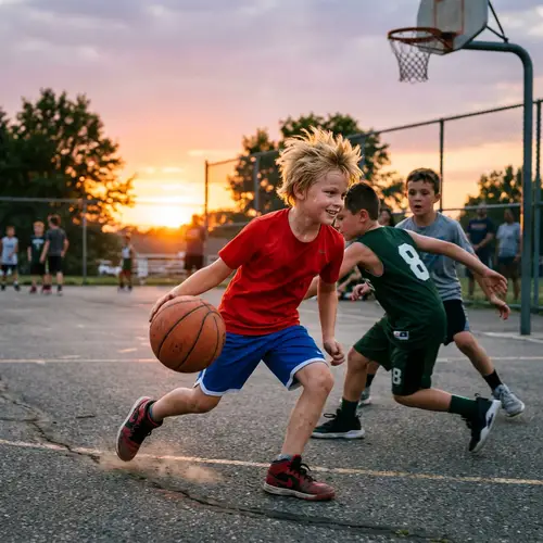 Realistic Bart Simpson Playing Basketball on Court