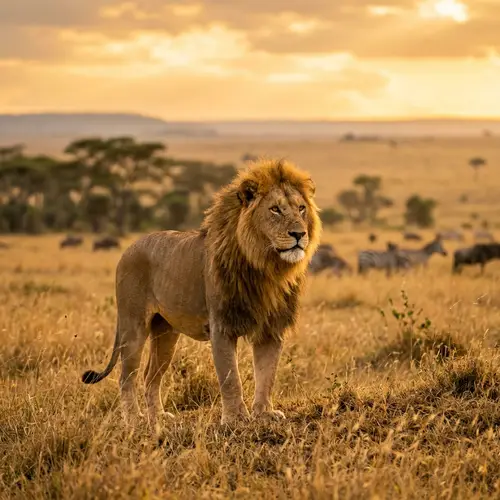Majestic Lion on Grassy Savannah | Wildlife Photography
