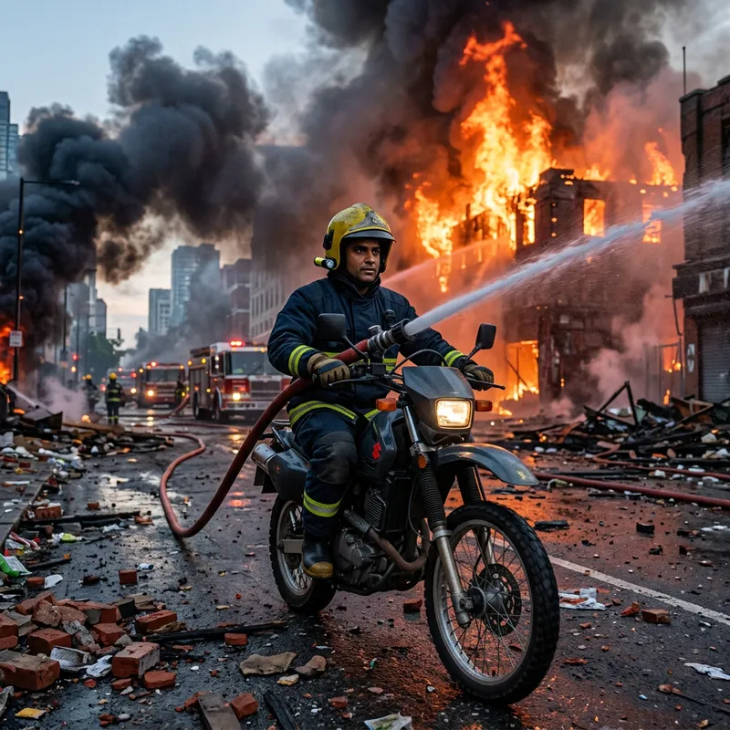 Brave Firefighter Stops Extreme Street Blaze | Act of Heroism Brave Firefighter Stops Extreme Street Blaze | Act of Heroism