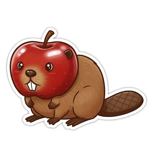 Apple-Beaver Fusion Sticker Design