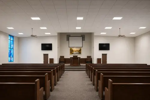Remodeled Church Sanctuary with New Ceiling Design