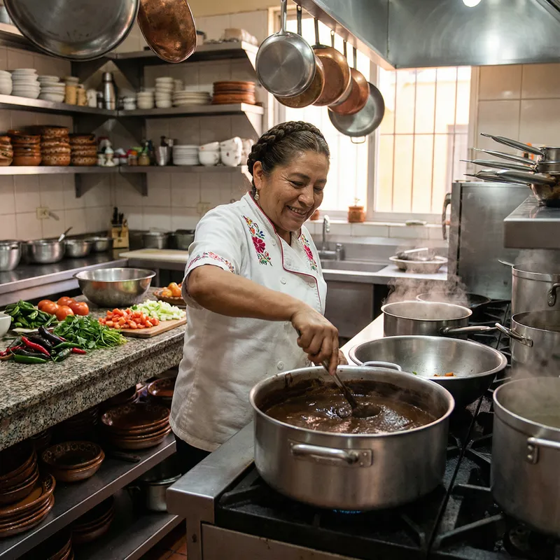 Mexican Woman Chef in Vibrant Kitchen