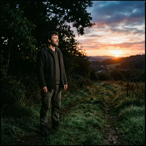 Hopeful Man Watching the Sunrise