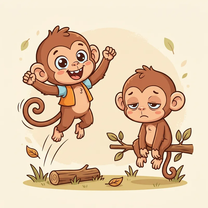 Playful Monkey Babies in Energetic and Restful Poses