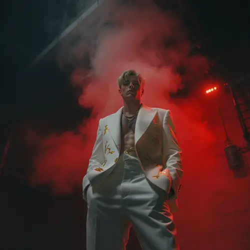 Cinematic Music Video Aesthetic in a Foggy Warehouse