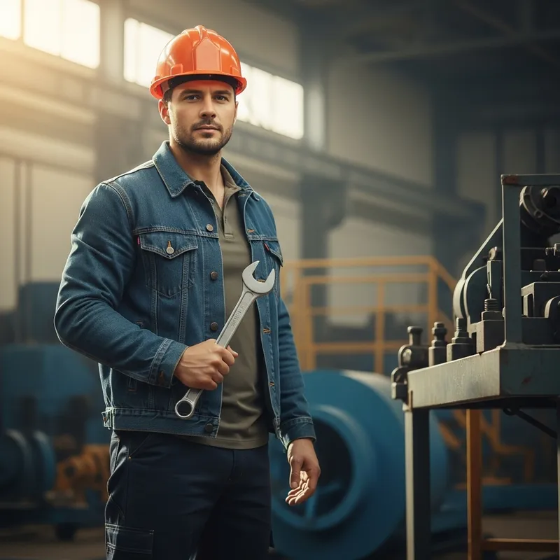 Worker Character in Uniform and Hard Hat Worker Character in Uniform and Hard Hat