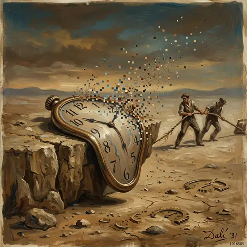 Disintegrating Clock Art: Time in Pixels